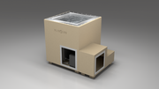 BlueCube LIMITLESS cold plunge tub beige right front view [bc color=beige screen=frame deck=none tub=stainless view=fr]