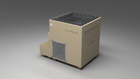 BlueCube LIMITLESS cold plunge tub beige with perforated screens with carbon fiber tub left back view [bc color=beige screen=screen deck=none tub=carbon-fiber view=bl]