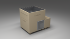 BlueCube LIMITLESS cold plunge tub beige with perforated screens with carbon fiber tub left front view [bc color=beige screen=screen deck=none tub=carbon-fiber view=fl]