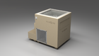 BlueCube LIMITLESS cold plunge tub beige with perforated screens with gel coated tub left back view [bc color=beige screen=screen deck=none tub=gel-coated view=bl]