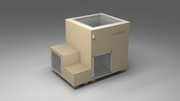 BlueCube LIMITLESS cold plunge tub beige with perforated screens with gel coated tub right back view [bc color=beige screen=screen deck=none tub=gel-coated view=br]