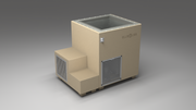 BlueCube LIMITLESS cold plunge tub beige with perforated screens with hempcarbon tub right back view [bc color=beige screen=screen deck=none tub=hempcarbon view=br]