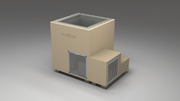 BlueCube LIMITLESS cold plunge tub beige with perforated screens with hempcarbon tub right front view [bc color=beige screen=screen deck=none tub=hempcarbon view=fr]