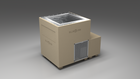 BlueCube LIMITLESS cold plunge tub beige with perforated screens left front view [bc color=beige screen=screen deck=none tub=stainless view=fl]