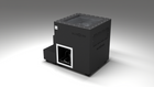 BlueCube LIMITLESS cold plunge tub black with carbon fiber tub left back view [bc color=black screen=frame deck=none tub=carbon-fiber view=bl]