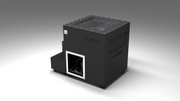 BlueCube LIMITLESS cold plunge tub black with carbon fiber tub left back view [bc color=black screen=frame deck=none tub=carbon-fiber view=bl]