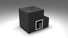 BlueCube LIMITLESS cold plunge tub black with carbon fiber tub left front view [bc color=black screen=frame deck=none tub=carbon-fiber view=fl]