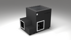 BlueCube LIMITLESS cold plunge tub black with carbon fiber tub right back view [bc color=black screen=frame deck=none tub=carbon-fiber view=br]