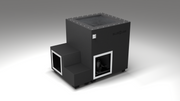 BlueCube LIMITLESS cold plunge tub black with carbon fiber tub right back view [bc color=black screen=frame deck=none tub=carbon-fiber view=br]