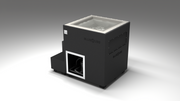 BlueCube LIMITLESS cold plunge tub black with gel coated tub left back view [bc color=black screen=frame deck=none tub=gel-coated view=bl]
