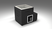 BlueCube LIMITLESS cold plunge tub black with gel coated tub left front view [bc color=black screen=frame deck=none tub=gel-coated view=fl]