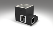 BlueCube LIMITLESS cold plunge tub black with gel coated tub right front view [bc color=black screen=frame deck=none tub=gel-coated view=fr]