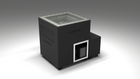 BlueCube LIMITLESS cold plunge tub black with hempcarbon tub left front view [bc color=black screen=frame deck=none tub=hempcarbon view=fl]
