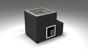 BlueCube LIMITLESS cold plunge tub black with hempcarbon tub left front view [bc color=black screen=frame deck=none tub=hempcarbon view=fl]