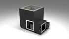 BlueCube LIMITLESS cold plunge tub black with hempcarbon tub right front view [bc color=black screen=frame deck=none tub=hempcarbon view=fr]