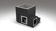 BlueCube LIMITLESS cold plunge tub black with hempcarbon tub right front view [bc color=black screen=frame deck=none tub=hempcarbon view=fr]