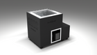 BlueCube LIMITLESS cold plunge tub black left front view [bc color=black screen=frame deck=none tub=stainless view=fl]