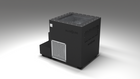 BlueCube LIMITLESS cold plunge tub black with perforated screens with carbon fiber tub left back view [bc color=black screen=screen deck=none tub=carbon-fiber view=bl]