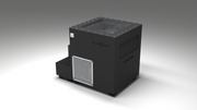 BlueCube LIMITLESS cold plunge tub black with perforated screens with carbon fiber tub left back view [bc color=black screen=screen deck=none tub=carbon-fiber view=bl]