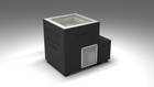 BlueCube LIMITLESS cold plunge tub black with perforated screens with gel coated tub left front view [bc color=black screen=screen deck=none tub=gel-coated view=fl]