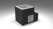 BlueCube LIMITLESS cold plunge tub black with perforated screens with gel coated tub left front view [bc color=black screen=screen deck=none tub=gel-coated view=fl]