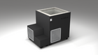 BlueCube LIMITLESS cold plunge tub black with perforated screens with gel coated tub right back view [bc color=black screen=screen deck=none tub=gel-coated view=br]