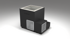 BlueCube LIMITLESS cold plunge tub black with perforated screens with gel coated tub right front view [bc color=black screen=screen deck=none tub=gel-coated view=fr]