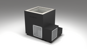 BlueCube LIMITLESS cold plunge tub black with perforated screens with gel coated tub right front view [bc color=black screen=screen deck=none tub=gel-coated view=fr]