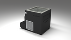 BlueCube LIMITLESS cold plunge tub black with perforated screens with hempcarbon tub left back view [bc color=black screen=screen deck=none tub=hempcarbon view=bl]
