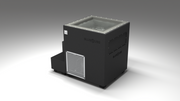 BlueCube LIMITLESS cold plunge tub black with perforated screens with hempcarbon tub left back view [bc color=black screen=screen deck=none tub=hempcarbon view=bl]