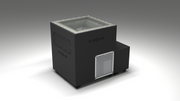 BlueCube LIMITLESS cold plunge tub black with perforated screens with hempcarbon tub left front view [bc color=black screen=screen deck=none tub=hempcarbon view=fl]