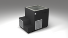 BlueCube LIMITLESS cold plunge tub black with perforated screens with hempcarbon tub right back view [bc color=black screen=screen deck=none tub=hempcarbon view=br]