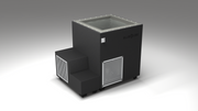 BlueCube LIMITLESS cold plunge tub black with perforated screens with hempcarbon tub right back view [bc color=black screen=screen deck=none tub=hempcarbon view=br]