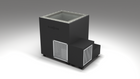 BlueCube LIMITLESS cold plunge tub black with perforated screens with hempcarbon tub right front view [bc color=black screen=screen deck=none tub=hempcarbon view=fr]