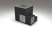 BlueCube LIMITLESS cold plunge tub black with perforated screens with hempcarbon tub right front view [bc color=black screen=screen deck=none tub=hempcarbon view=fr]