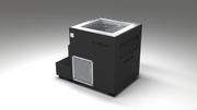BlueCube LIMITLESS cold plunge tub black with perforated screens left back view [bc color=black screen=screen deck=none tub=stainless view=bl]