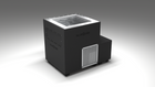 BlueCube LIMITLESS cold plunge tub black with perforated screens left front view [bc color=black screen=screen deck=none tub=stainless view=fl]