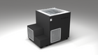 BlueCube LIMITLESS cold plunge tub black with perforated screens right back view [bc color=black screen=screen deck=none tub=stainless view=br]