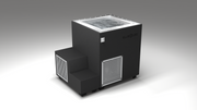 BlueCube LIMITLESS cold plunge tub black with perforated screens right back view [bc color=black screen=screen deck=none tub=stainless view=br]