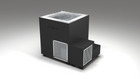 BlueCube LIMITLESS cold plunge tub black with perforated screens right front view [bc color=black screen=screen deck=none tub=stainless view=fr]