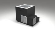 BlueCube LIMITLESS cold plunge tub black with perforated screens right front view [bc color=black screen=screen deck=none tub=stainless view=fr]