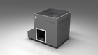 BlueCube LIMITLESS cold plunge tub grey with carbon fiber tub left back view [bc color=grey screen=frame deck=none tub=carbon-fiber view=bl]