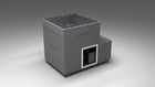 BlueCube LIMITLESS cold plunge tub grey with carbon fiber tub left front view [bc color=grey screen=frame deck=none tub=carbon-fiber view=fl]