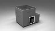BlueCube LIMITLESS cold plunge tub grey with carbon fiber tub left front view [bc color=grey screen=frame deck=none tub=carbon-fiber view=fl]