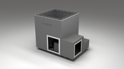 BlueCube LIMITLESS cold plunge tub grey with carbon fiber tub right front view [bc color=grey screen=frame deck=none tub=carbon-fiber view=fr]