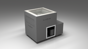 BlueCube LIMITLESS cold plunge tub grey with gel coated tub left front view [bc color=grey screen=frame deck=none tub=gel-coated view=fl]