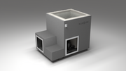 BlueCube LIMITLESS cold plunge tub grey with gel coated tub right back view [bc color=grey screen=frame deck=none tub=gel-coated view=br]