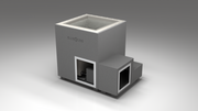 BlueCube LIMITLESS cold plunge tub grey with gel coated tub right front view [bc color=grey screen=frame deck=none tub=gel-coated view=fr]