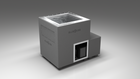 BlueCube LIMITLESS cold plunge tub grey left front view [bc color=grey screen=frame deck=none tub=stainless view=fl]