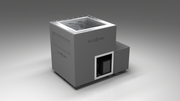 BlueCube LIMITLESS cold plunge tub grey left front view [bc color=grey screen=frame deck=none tub=stainless view=fl]